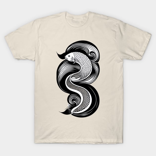 Japanese Koi Carp Irezumi Drawing T-Shirt by Rahul Store 24